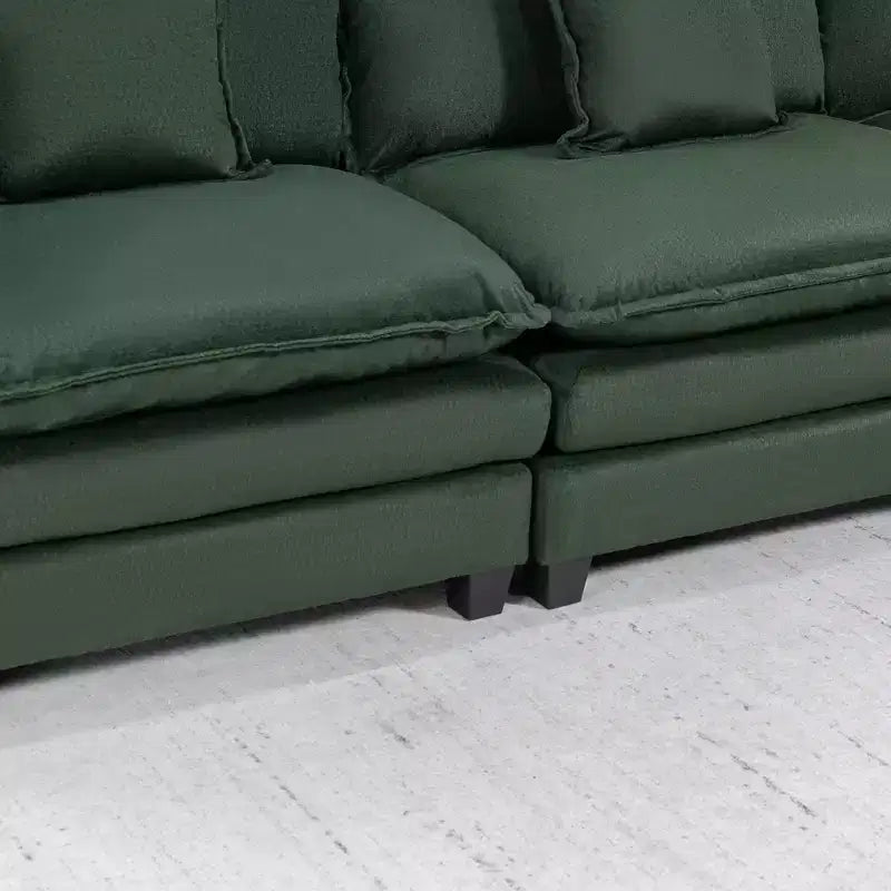 Canapé d'angle modulable 3 places GDFStudio Fairmont 113,77 en tissu chenille avec pouf et coussins lombaires