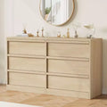 47in Wide Natural Oak 6 Drawer Dresser, Spacious Wooden Chest of Drawers with Large Storage Capacity, for Living Room, Entryway