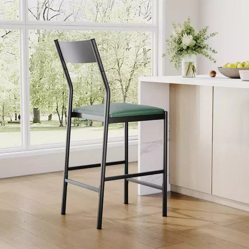 Tabourets de bar modernes en cuir PU, hauteur comptoir de 61 cm, dossier incurvé et repose-pieds, rembourrés, capacité de 136 kg pour la maison ou le bureau