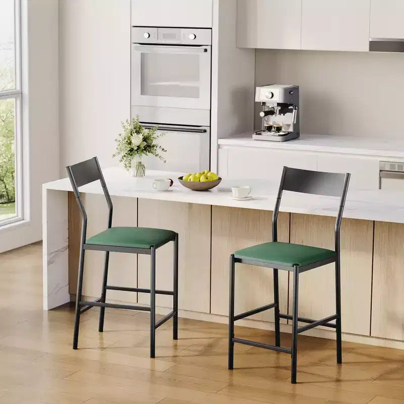 Tabourets de bar modernes en cuir PU, hauteur comptoir de 61 cm, dossier incurvé et repose-pieds, rembourrés, capacité de 136 kg pour la maison ou le bureau