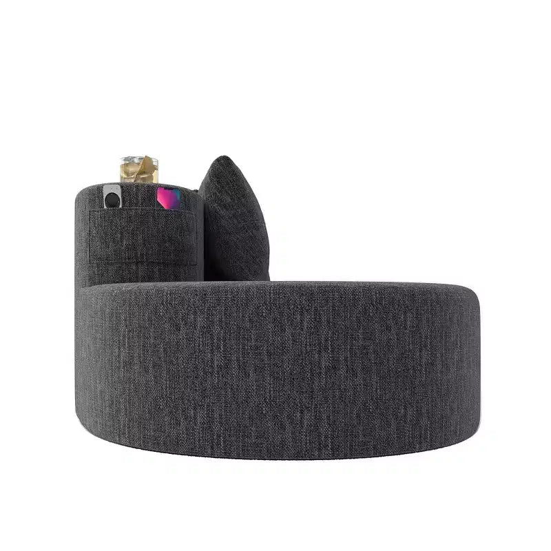 Canapé d'angle modulable incurvé, canapé 3 places avec porte-gobelets, pochette latérale et 4 oreillers pour salon, bureau, appartement - ModernLuxe