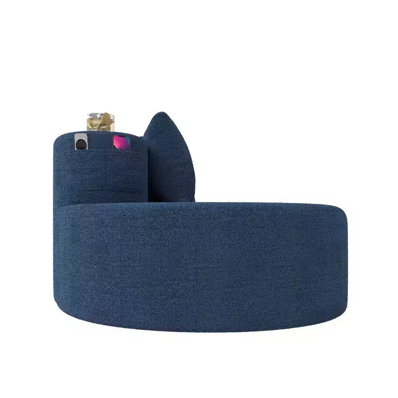 Canapé d'angle modulable incurvé, canapé 3 places avec porte-gobelets, pochette latérale et 4 oreillers pour salon, bureau, appartement - ModernLuxe