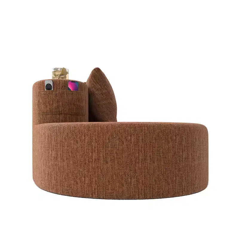 Canapé d'angle modulable incurvé, canapé 3 places avec porte-gobelets, pochette latérale et 4 oreillers pour salon, bureau, appartement - ModernLuxe