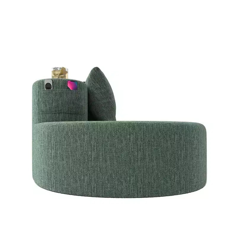 Canapé d'angle modulable incurvé, canapé 3 places avec porte-gobelets, pochette latérale et 4 oreillers pour salon, bureau, appartement - ModernLuxe