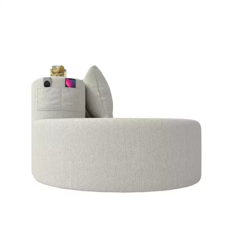 Canapé d'angle modulable incurvé, canapé 3 places avec porte-gobelets, pochette latérale et 4 oreillers pour salon, bureau, appartement - ModernLuxe