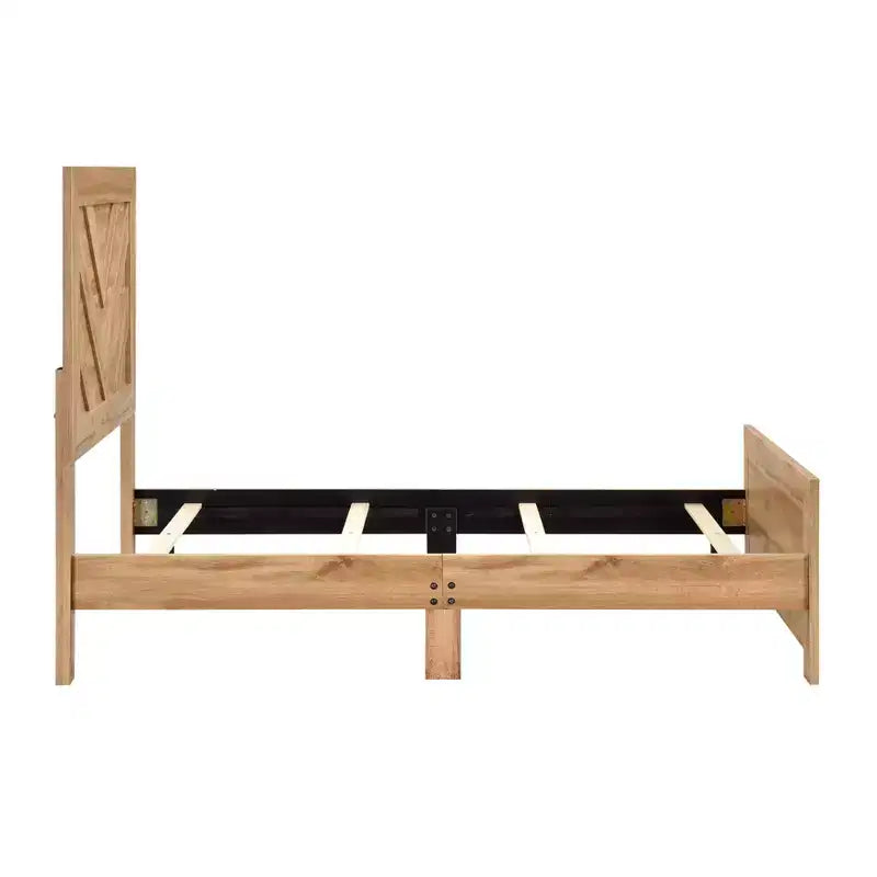 Cadre de lit en bois rustique GDFStudio Hudson, avec tête de lit et pied de lit à chevrons