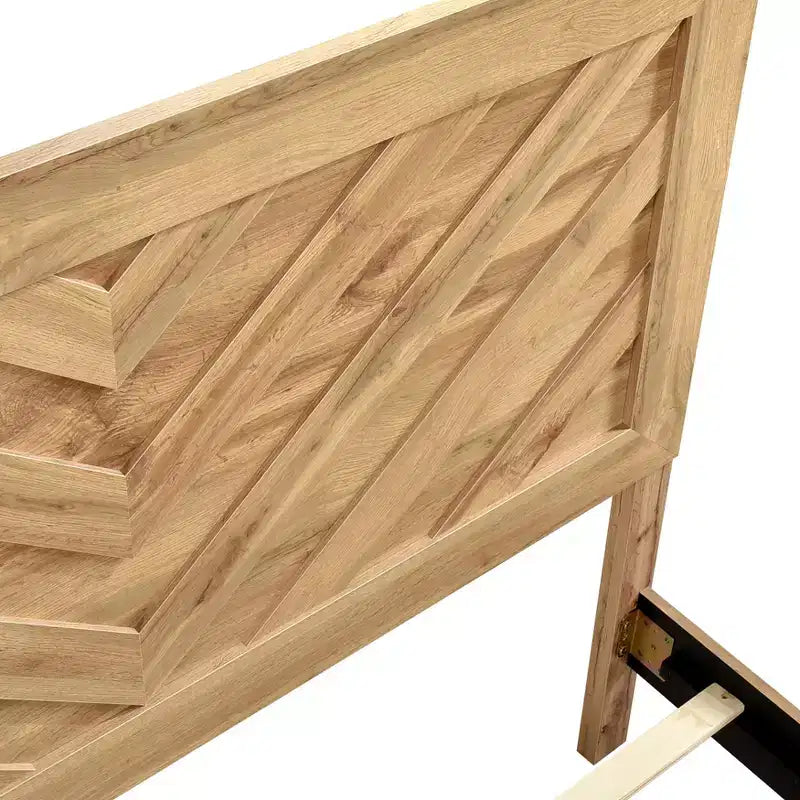 Cadre de lit en bois rustique GDFStudio Hudson, avec tête de lit et pied de lit à chevrons