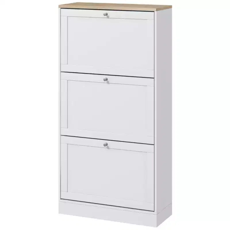 Shoe Cabinet with 3 Flip Drawers - Modern Narrow Shoe Storage for Entryway, 12-18 Pairs