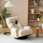Fauteuil inclinable pivotant simple en bouclette beige avec dossier et appui-tête réglables
