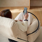 Fauteuil inclinable pivotant simple en bouclette beige avec dossier et appui-tête réglables