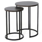 Ensemble de tables d'appoint gigognes 2 pièces marron foncé et noir (Lot de 2)