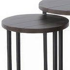Ensemble de tables d'appoint gigognes 2 pièces marron foncé et noir (Lot de 2)