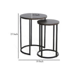 Ensemble de tables d'appoint gigognes 2 pièces marron foncé et noir (Lot de 2)
