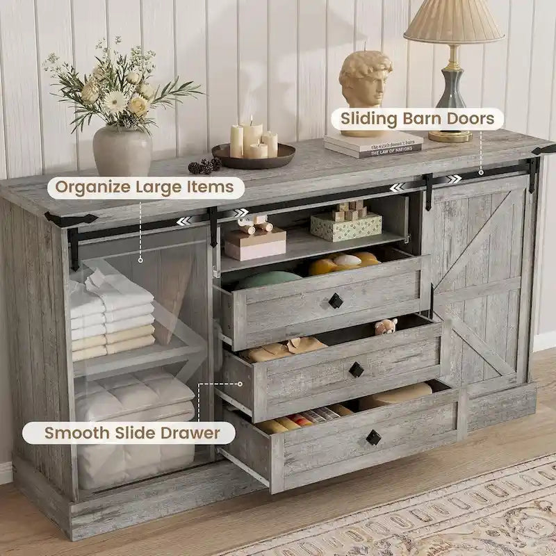 Commode 4 tiroirs style rustique pour chambre à coucher ou salon