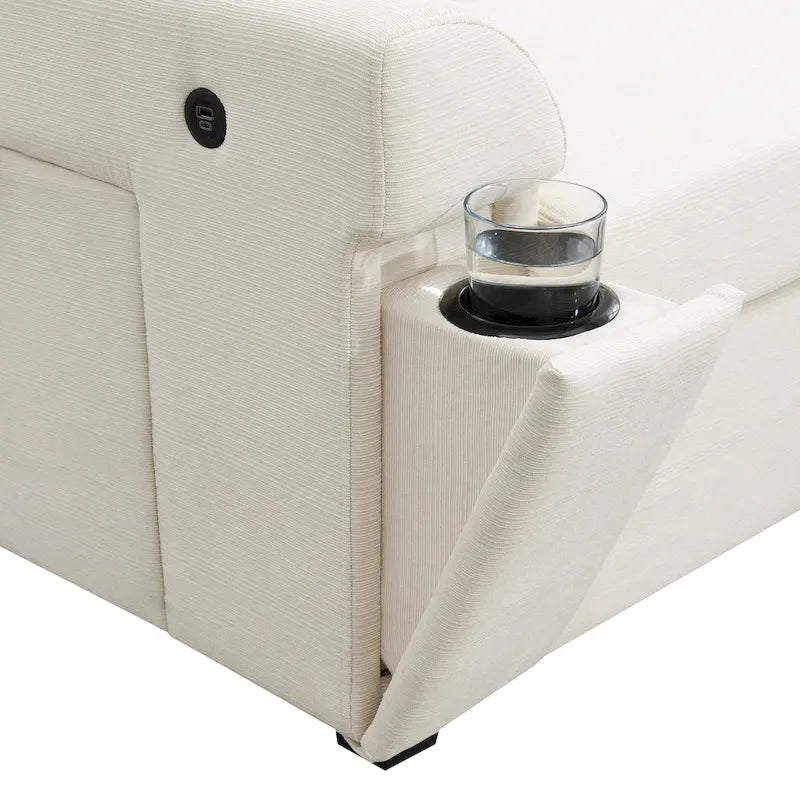 Canapé d'angle en chenille noire en forme de U, 6 places