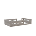 Lit plateforme une personne (deux places) blanc/naturel avec barrière de sécurité