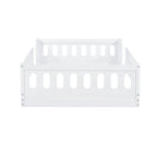 Lit plateforme une personne (deux places) blanc/naturel avec barrière de sécurité
