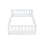 Lit plateforme une personne (deux places) blanc/naturel avec barrière de sécurité
