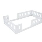 Lit plateforme une personne (deux places) blanc/naturel avec barrière de sécurité