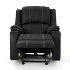 Fauteuil inclinable manuel contemporain noir avec porte-gobelets en acier, revêtement en similicuir PU moelleux, inclinaison réglable