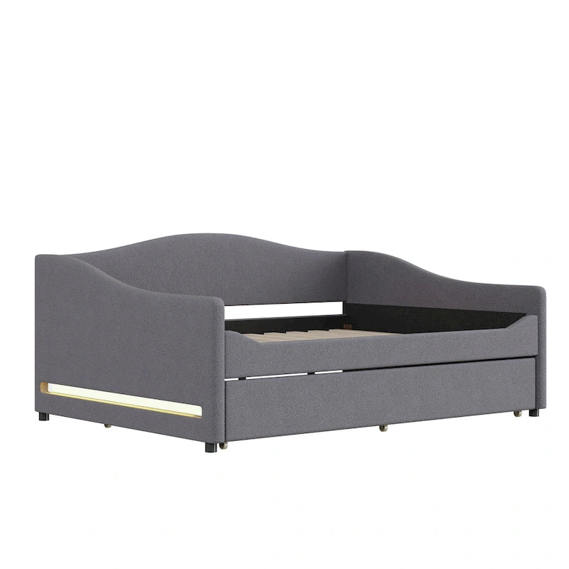 Lit de repos complet en polaire Teddy avec lit gigogne et lumières LED