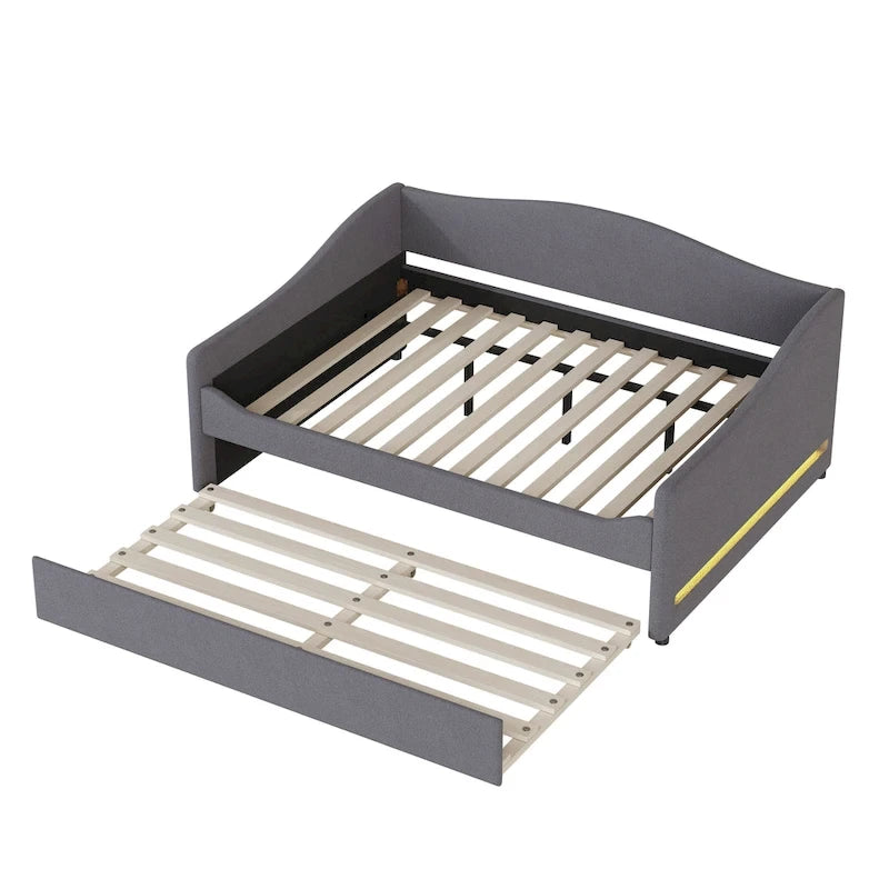 Lit de repos complet en polaire Teddy avec lit gigogne et lumières LED