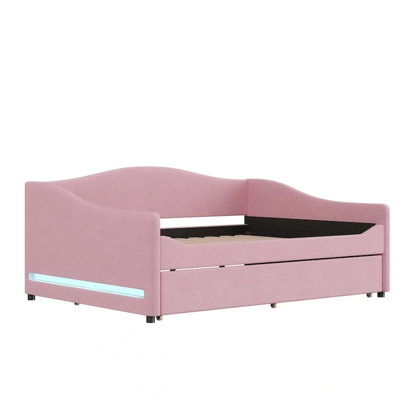 Lit de repos complet en polaire Teddy avec lit gigogne et lumières LED