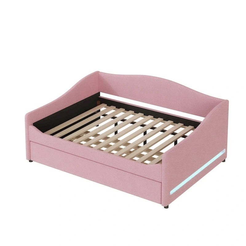 Lit de repos complet en polaire Teddy avec lit gigogne et lumières LED