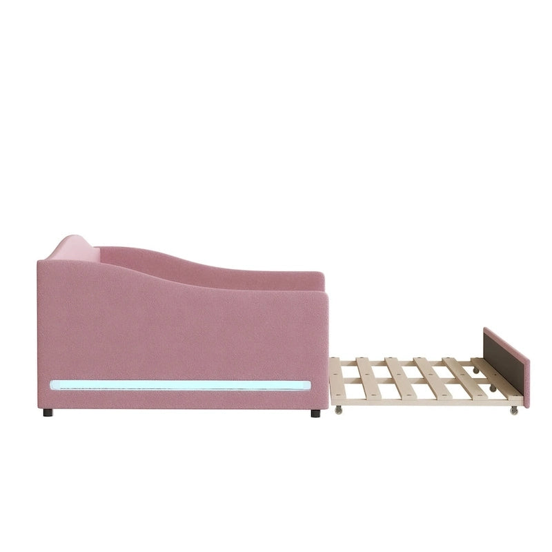 Lit de repos complet en polaire Teddy avec lit gigogne et lumières LED