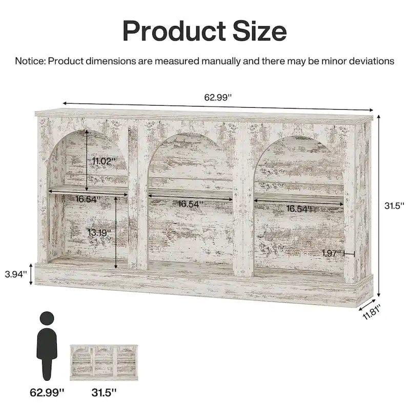 Table console de ferme blanche / marron / noire, 3 étagères, 160 cm de large, entrée et salon