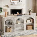 Table console de ferme blanche / marron / noire, 3 étagères, 160 cm de large, entrée et salon
