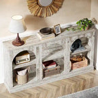 Table console de ferme blanche / marron / noire, 3 étagères, 160 cm de large, entrée et salon