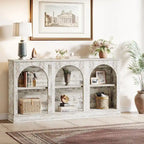 Table console de ferme blanche / marron / noire, 3 étagères, 160 cm de large, entrée et salon