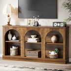 Table console de ferme blanche / marron / noire, 3 étagères, 160 cm de large, entrée et salon