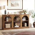 Table console de ferme blanche / marron / noire, 3 étagères, 160 cm de large, entrée et salon