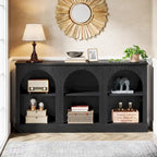 Table console de ferme blanche / marron / noire, 3 étagères, 160 cm de large, entrée et salon