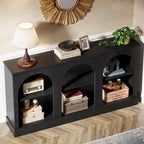 Table console de ferme blanche / marron / noire, 3 étagères, 160 cm de large, entrée et salon