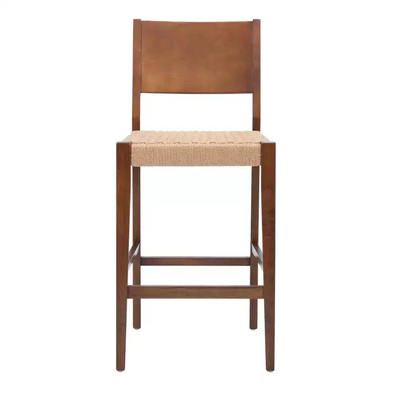 Lot de 2 tabourets de bar 29" Clara en jonc de mer tressé finition bois brun - Powell