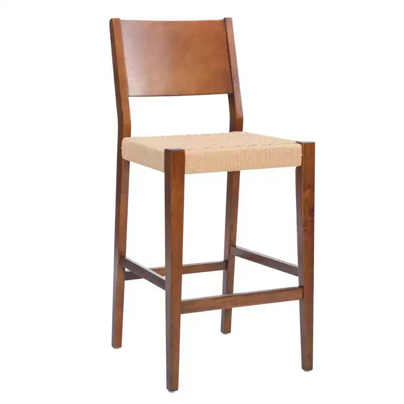 Lot de 2 tabourets de bar 29" Clara en jonc de mer tressé finition bois brun - Powell
