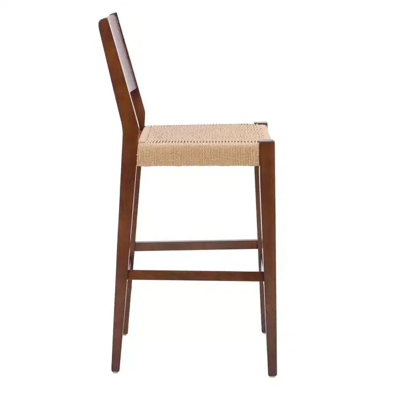 Lot de 2 tabourets de bar 29" Clara en jonc de mer tressé finition bois brun - Powell