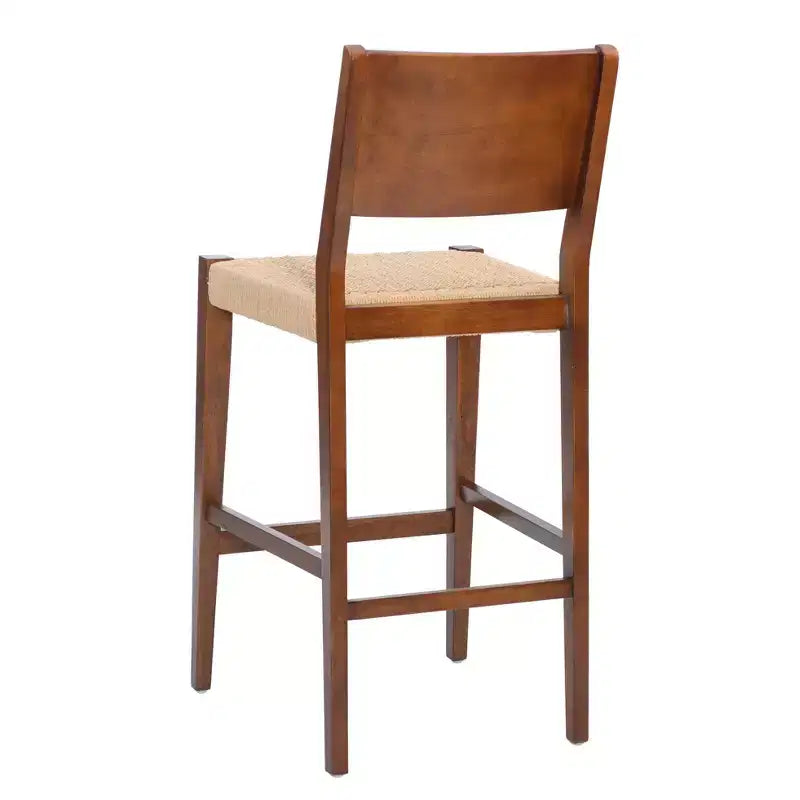 Lot de 2 tabourets de bar 29" Clara en jonc de mer tressé finition bois brun - Powell