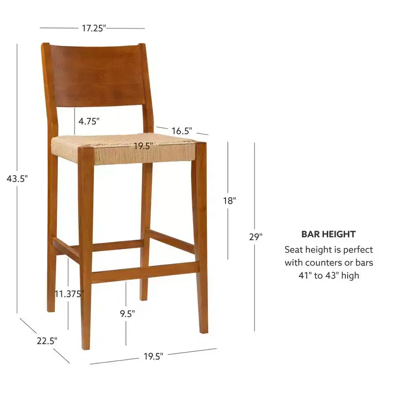 Lot de 2 tabourets de bar 29" Clara en jonc de mer tressé finition bois brun - Powell