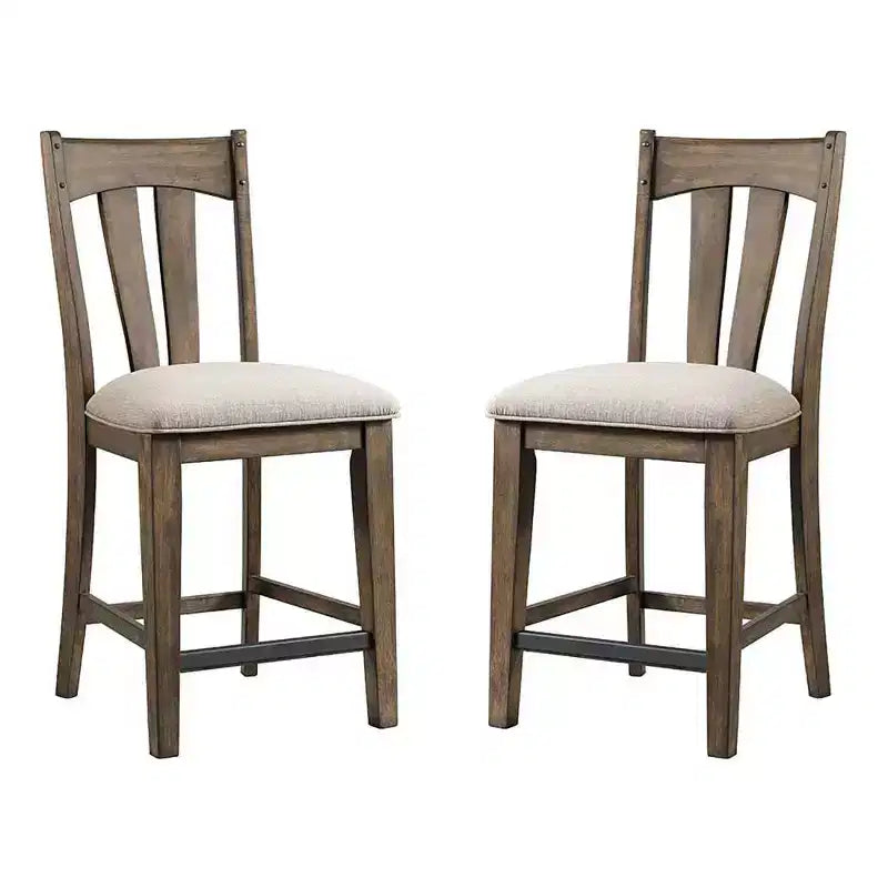 Set of 2 24" Whiskey River Splat Back Counter Height Barstools with Cushion Seat Gunpowder Gray - Intercon