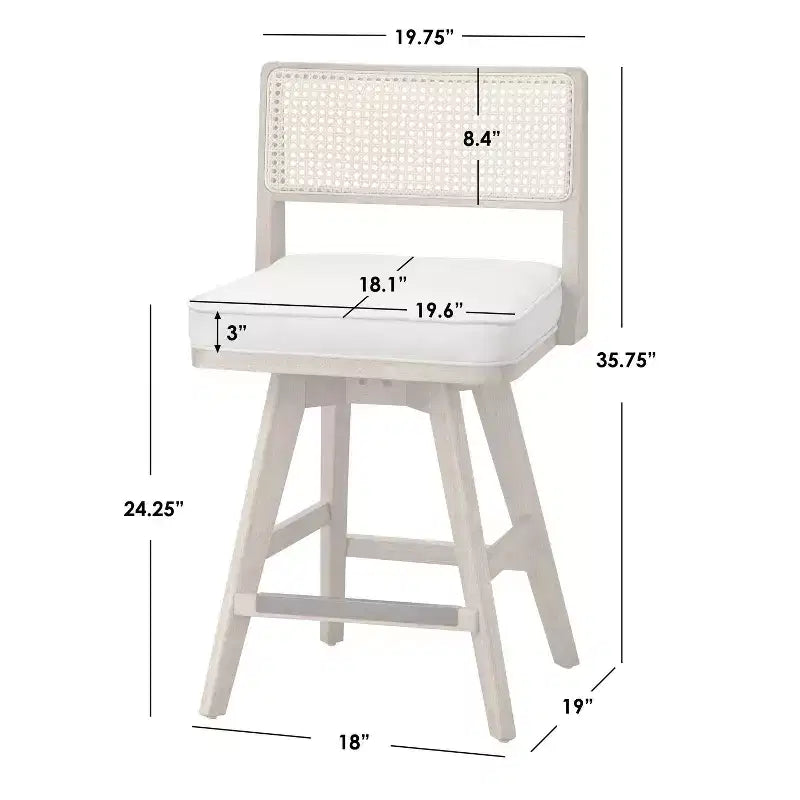 Ensemble de 2 tabourets de bar pivotants Serena Buylateral, hauteur comptoir, beige/noyer clair