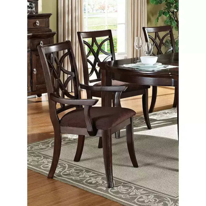 Ensemble de 2 chaises de salle à manger avec accoudoirs Keenan, noyer foncé – Acme Furniture : design traditionnel, revêtement en microfibre, cadre en bois