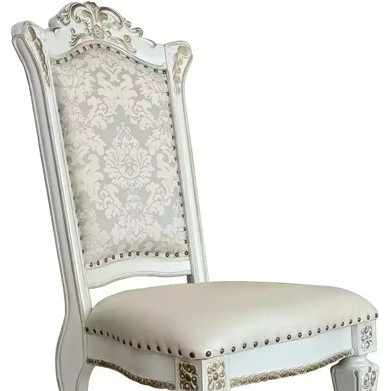 Chaise de salle à manger Vendome 23 po en PU, finition perle antique, motif floral - Acme Furniture