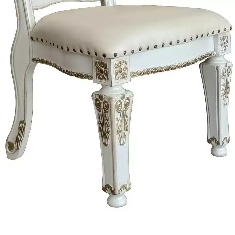 Chaise de salle à manger Vendome 23 po en PU, finition perle antique, motif floral - Acme Furniture