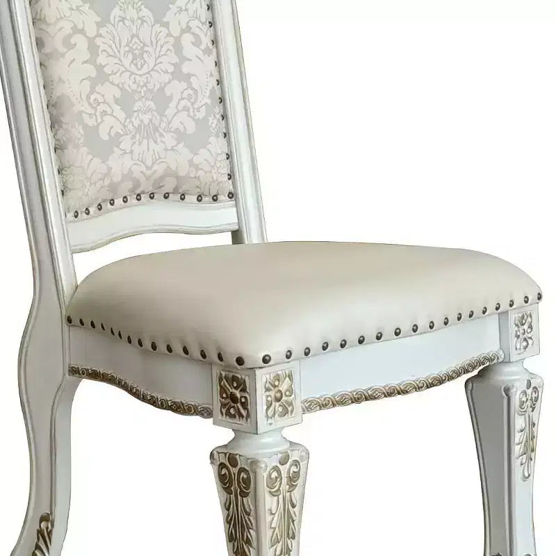 Chaise de salle à manger Vendome 23 po en PU, finition perle antique, motif floral - Acme Furniture