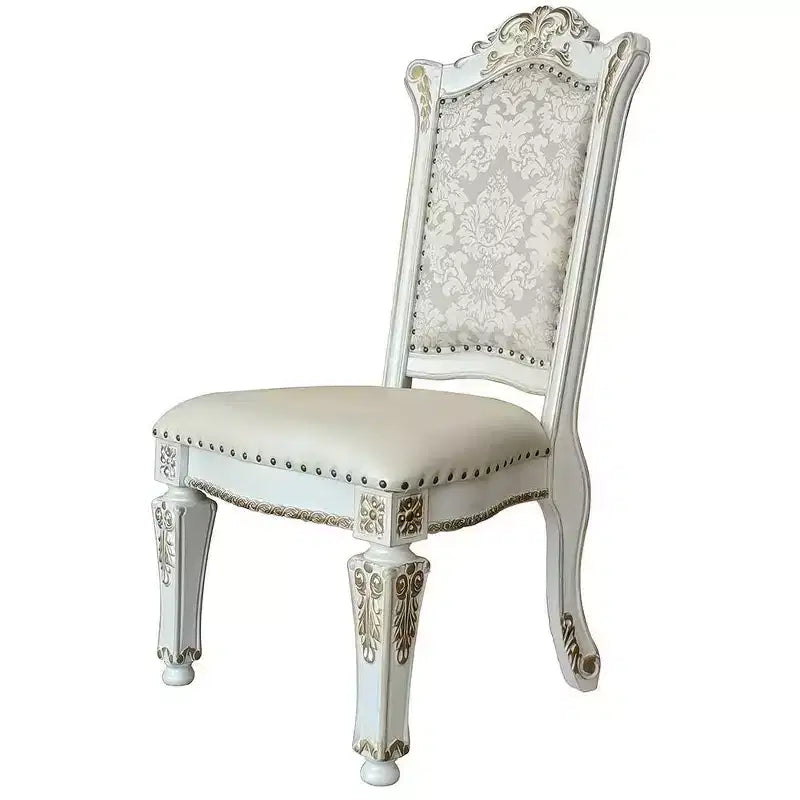 Chaise de salle à manger Vendome 23 po en PU, finition perle antique, motif floral - Acme Furniture