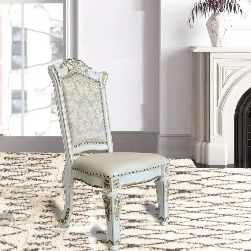 Chaise de salle à manger Vendome 23 po en PU, finition perle antique, motif floral - Acme Furniture